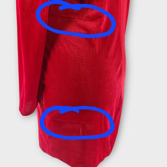 Forever 21 Mini Dress Women's 2X Red Velvet Corduroy Square Neck Babydoll - Picture 6 of 8